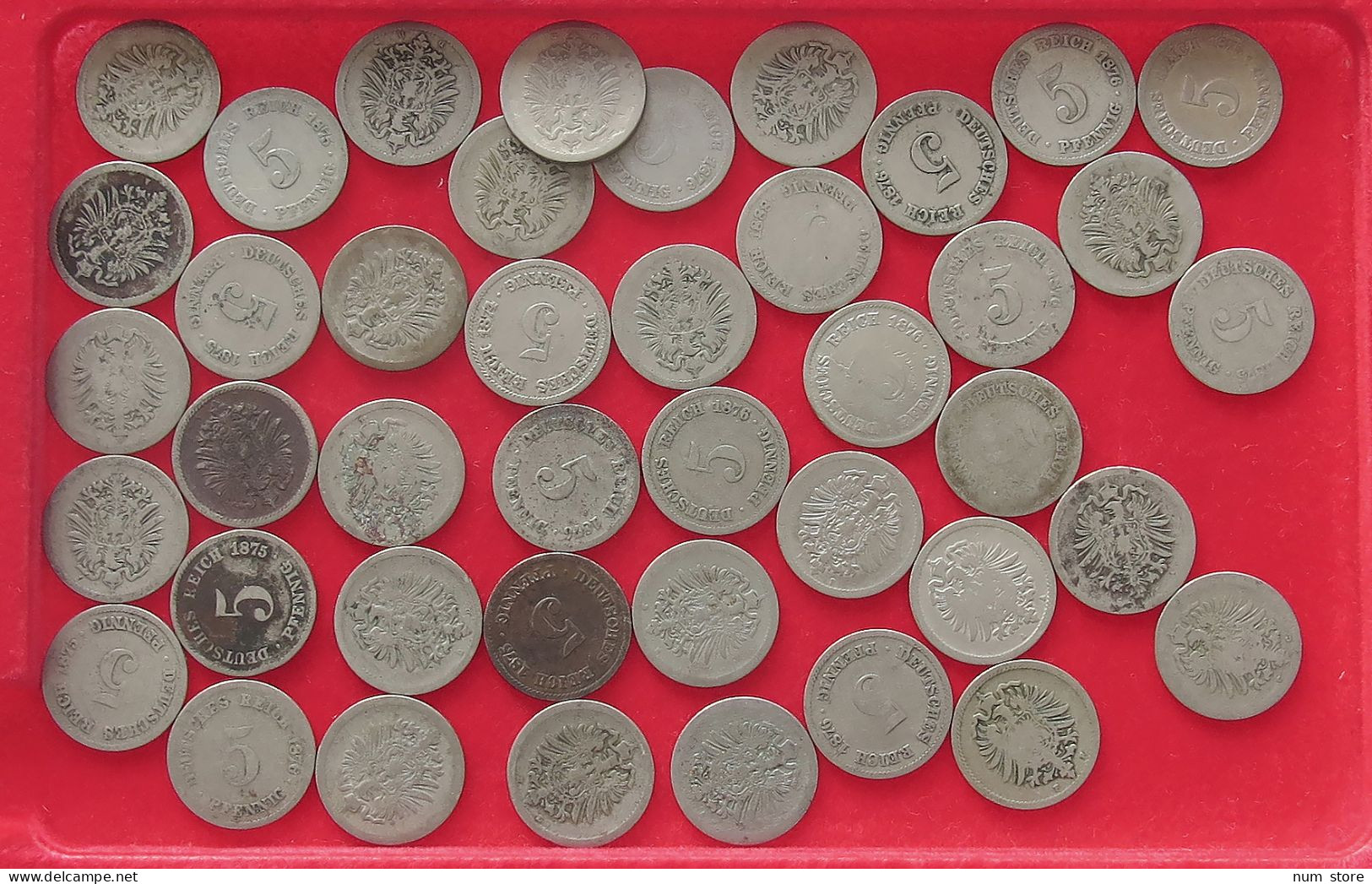 COLLECTION LOT GERMANY EMPIRE 5 PFENNIG 1874-1889 42PC 100G #xx40 0487 - Sammlungen