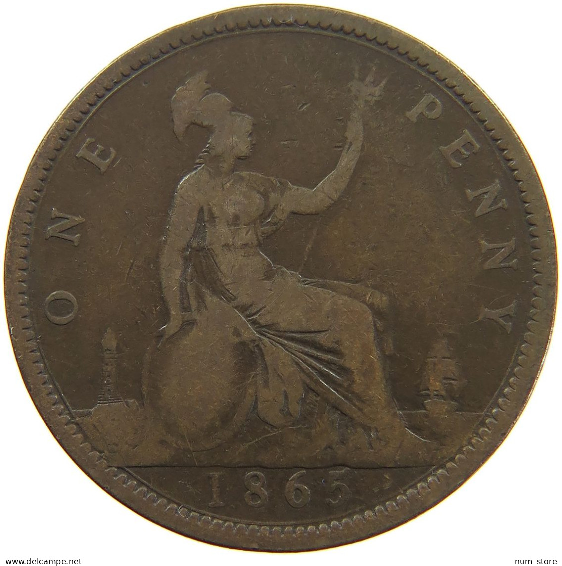 GREAT BRITAIN PENNY 1865 #s085 0103 - D. 1 Penny