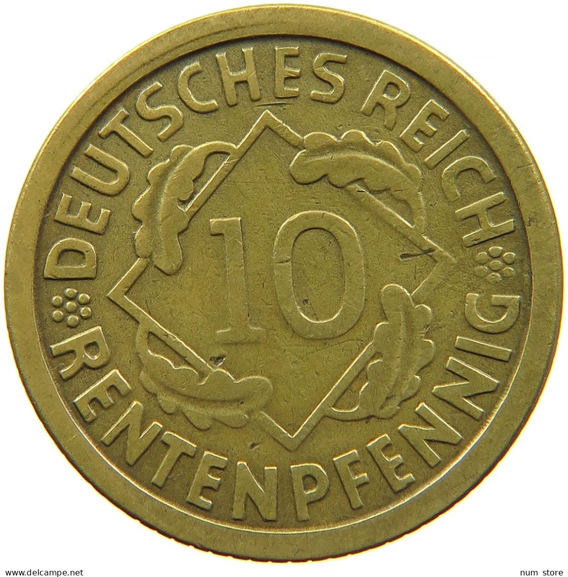 GERMANY WEIMAR 10 RENTENPFENNIG 1924 E #s088 0727 - 10 Rentenpfennig & 10 Reichspfennig