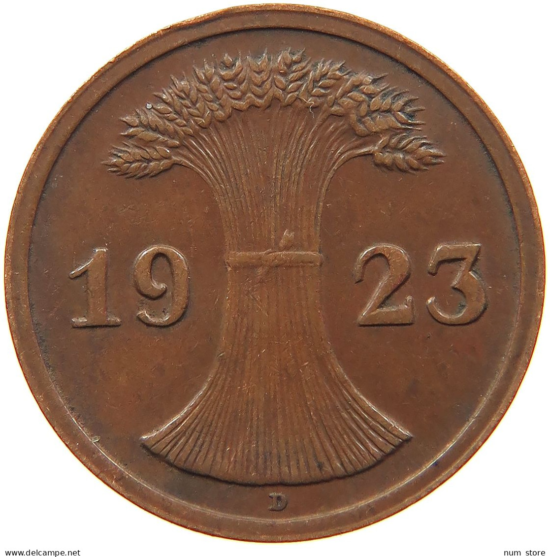 GERMANY WEIMAR 2 RENTENPFENNIG 1923 D #s081 0035 - 2 Rentenpfennig & 2 Reichspfennig