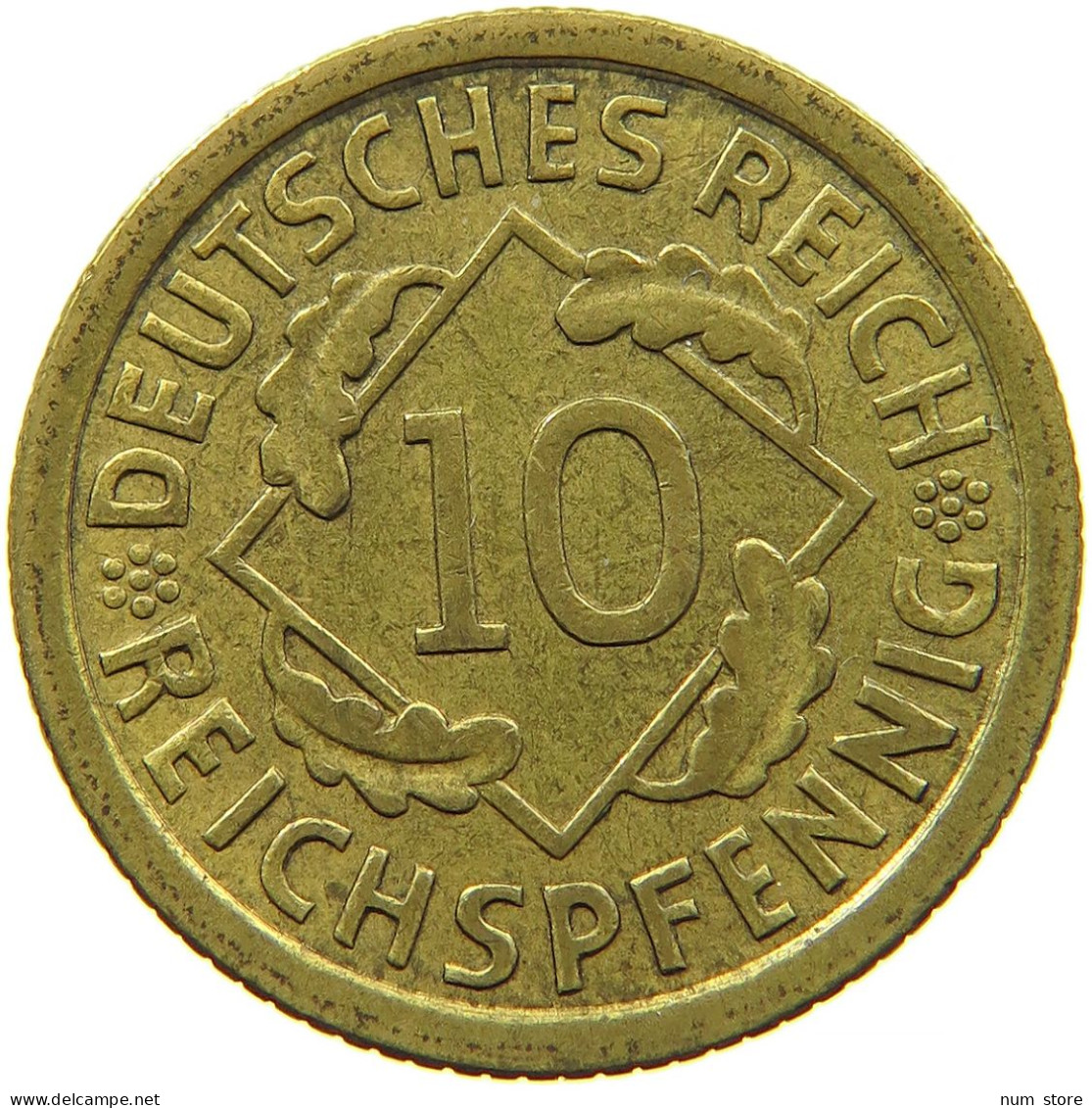 GERMANY WEIMAR 10 REICHSPFENNIG 1930 F #s088 0723 - 10 Renten- & 10 Reichspfennig