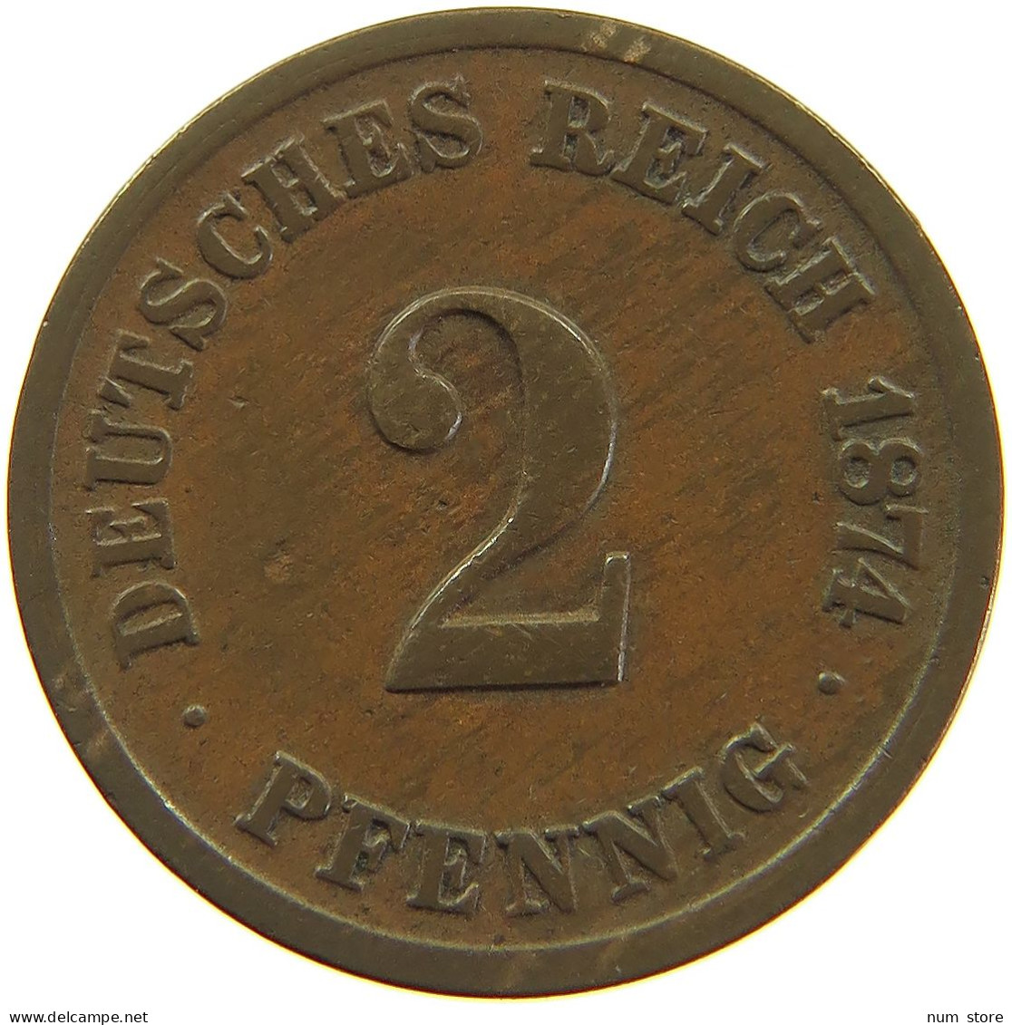 GERMANY EMPIRE 2 PFENNIG 1874 F #s083 0225 - 2 Pfennig