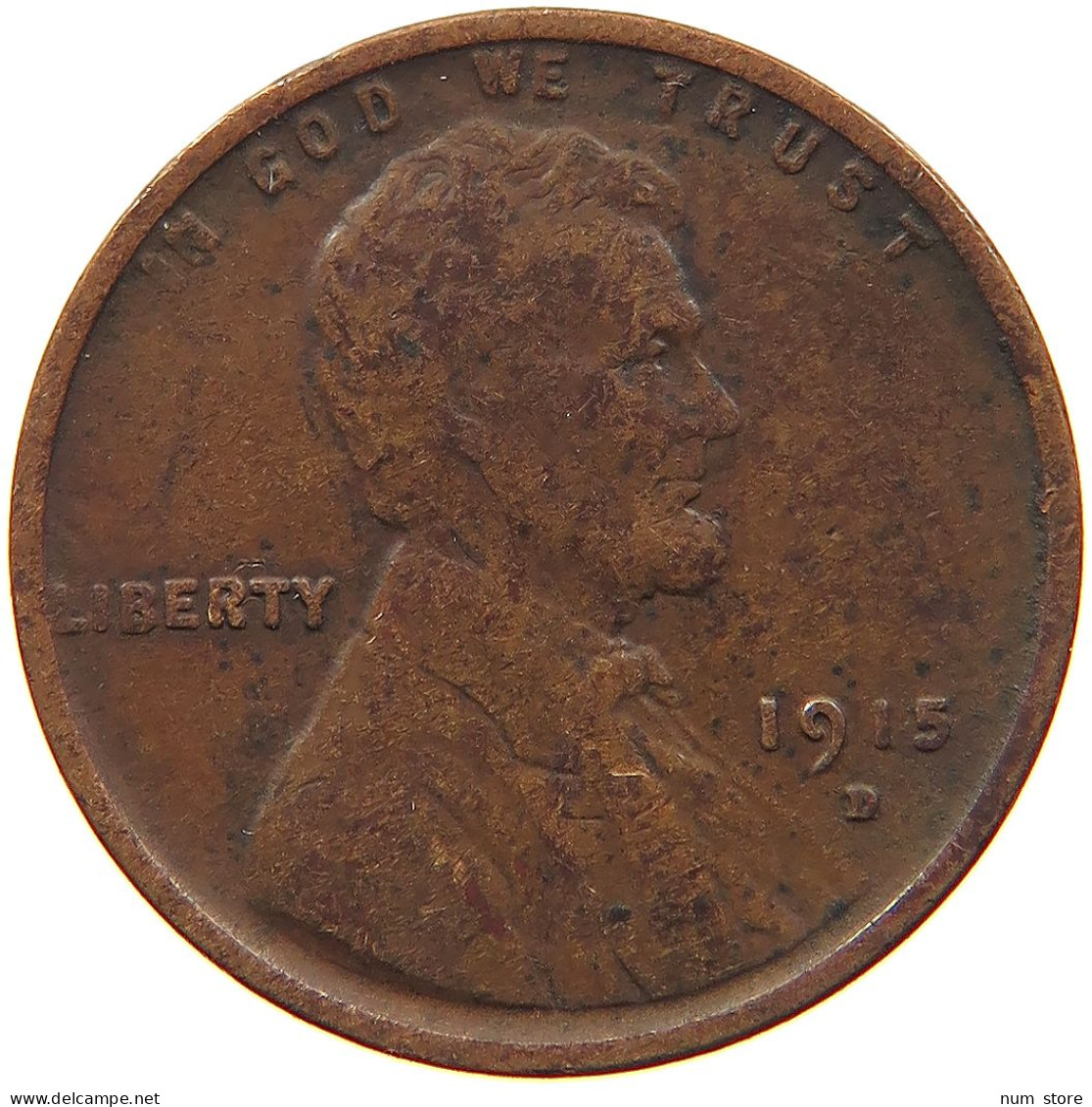 UNITED STATES OF AMERICA CENT 1915 D LINCOLN #s081 0047 - 1909-1958: Lincoln, Wheat Ears Reverse