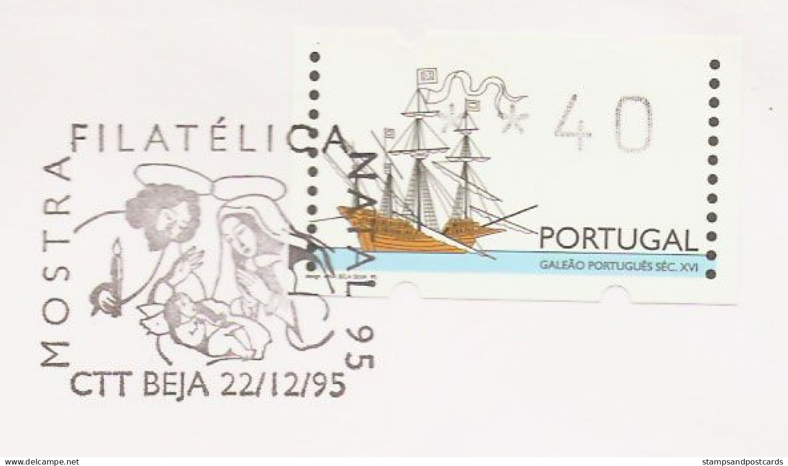 Portugal Cachet Commemoratif 1995 Expo Philatelique Noel Beja ATM Event Postmark Philatelic Expo Christmas 1995 - Postal Logo & Postmarks