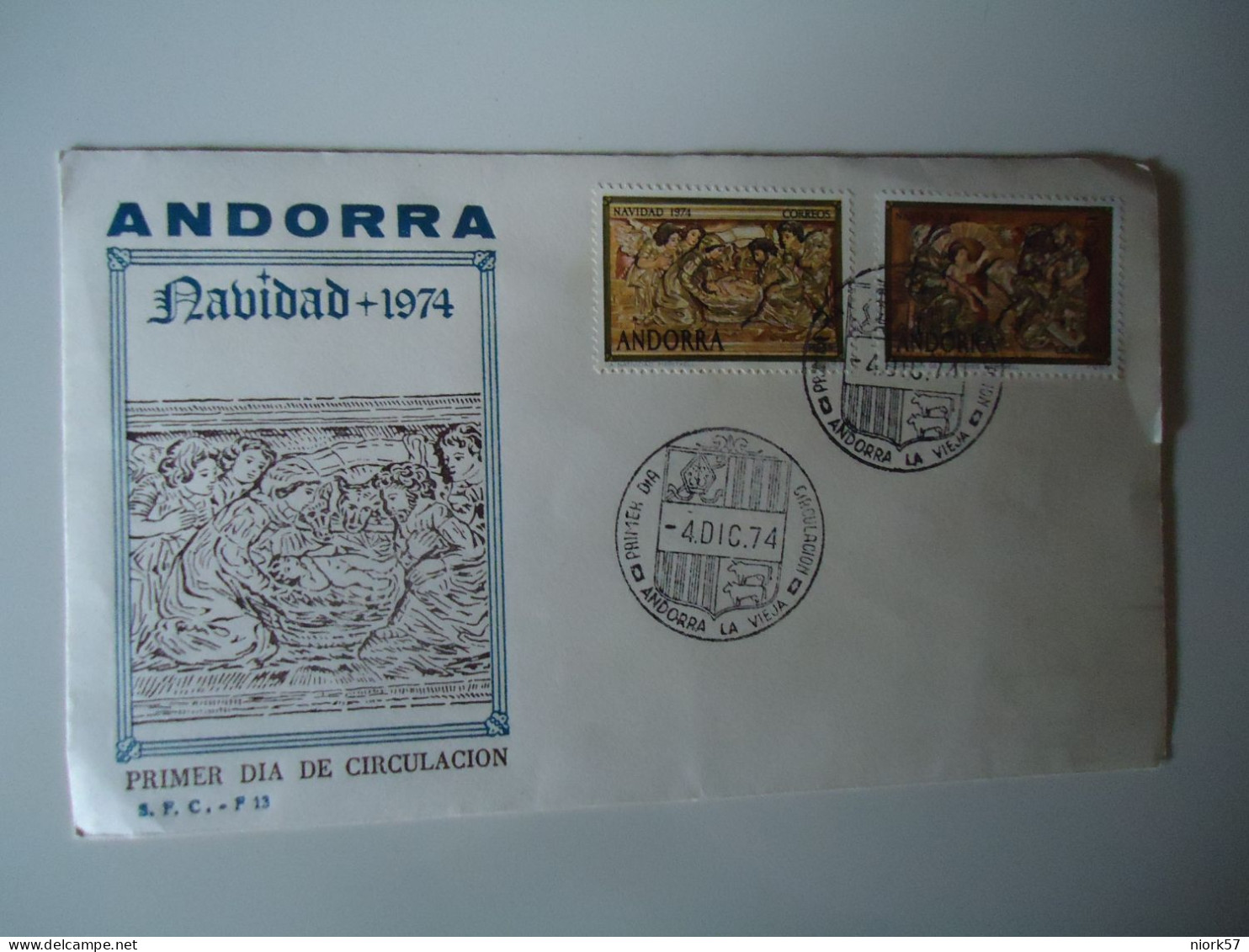 ANDORRA  FDC  1974  NAVIDAD CHRISTMAS - Sonstige & Ohne Zuordnung