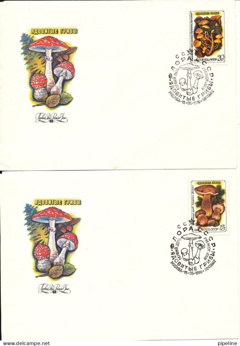 USSR FDC 15-5-1986 Mushrooms Complete Set Of 5 On 5 Covers With Cachet - FDC