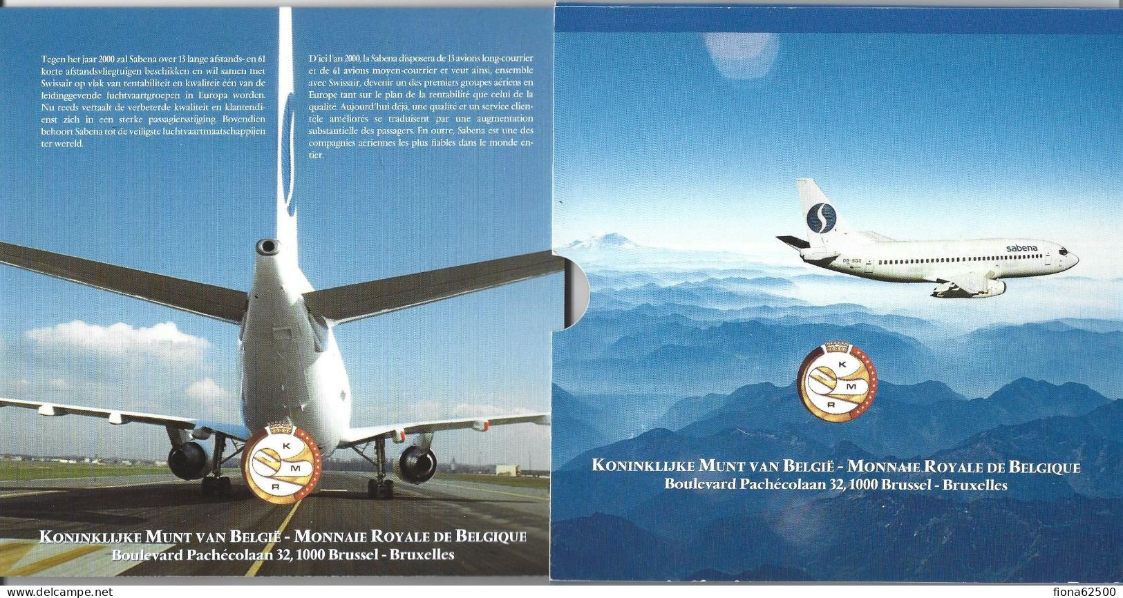 ROYAUME DE BELGIQUE . SERIE FDC 1998 . 75 ANS SABENA . - FDC, BU, Proofs & Presentation Cases