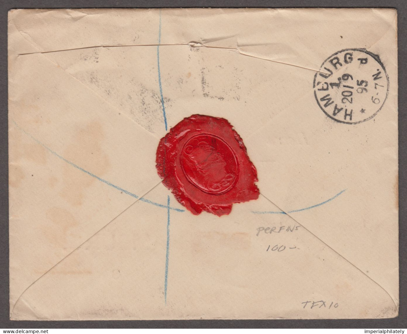 1895 Envelope Sent Registered To Germany With 1887 2d And 5d Die II Jubilees With "J.H.S. / & Co" Perfins - Briefe U. Dokumente