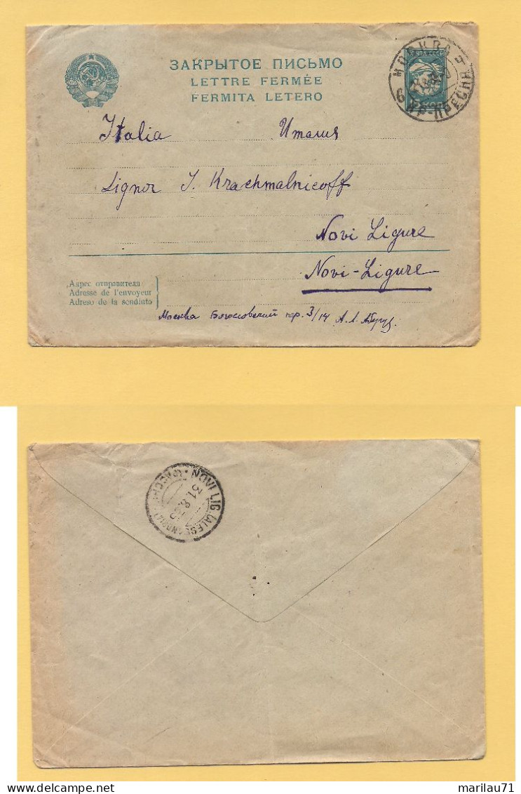 GM667 Russia Intero Postale 1935 MOSCA NOVI LIGURE - Lettres & Documents