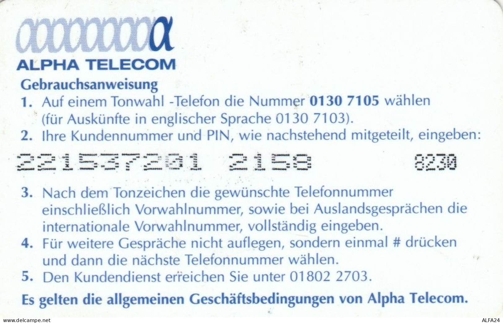 PREPAID PHONE CARD GERMANIA  (PM460 - Cellulari, Carte Prepagate E Ricariche