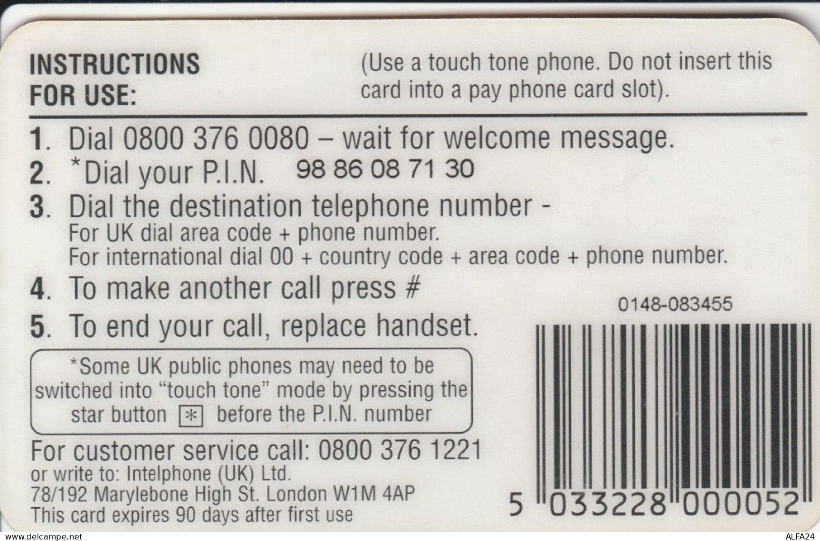 PREPAID PHONE CARD REGNO UNITO  (PM2705 - Andere & Zonder Classificatie