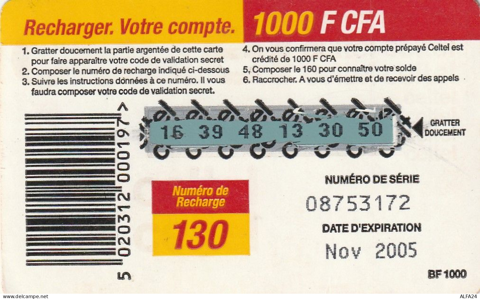 PREPAID PHONE CARD BURKINA FASO  (CV683 - Burkina Faso