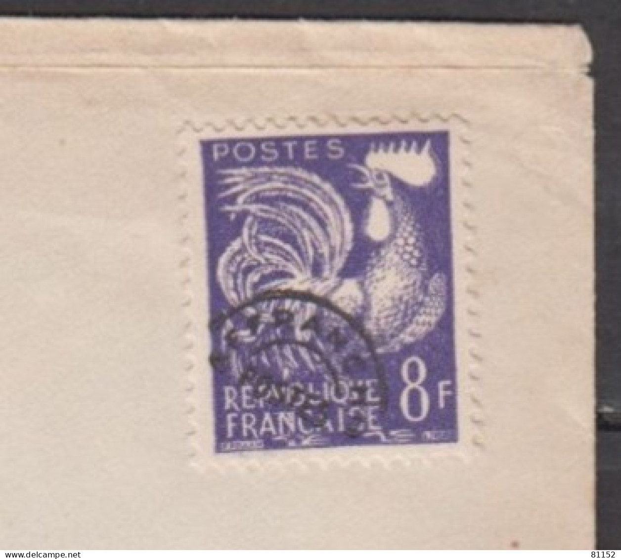 Préoblitéré  Coq Gaulois 8F Violet   Y.T.109  Sur Lettre       Pour AVIGNON - 1953-1960