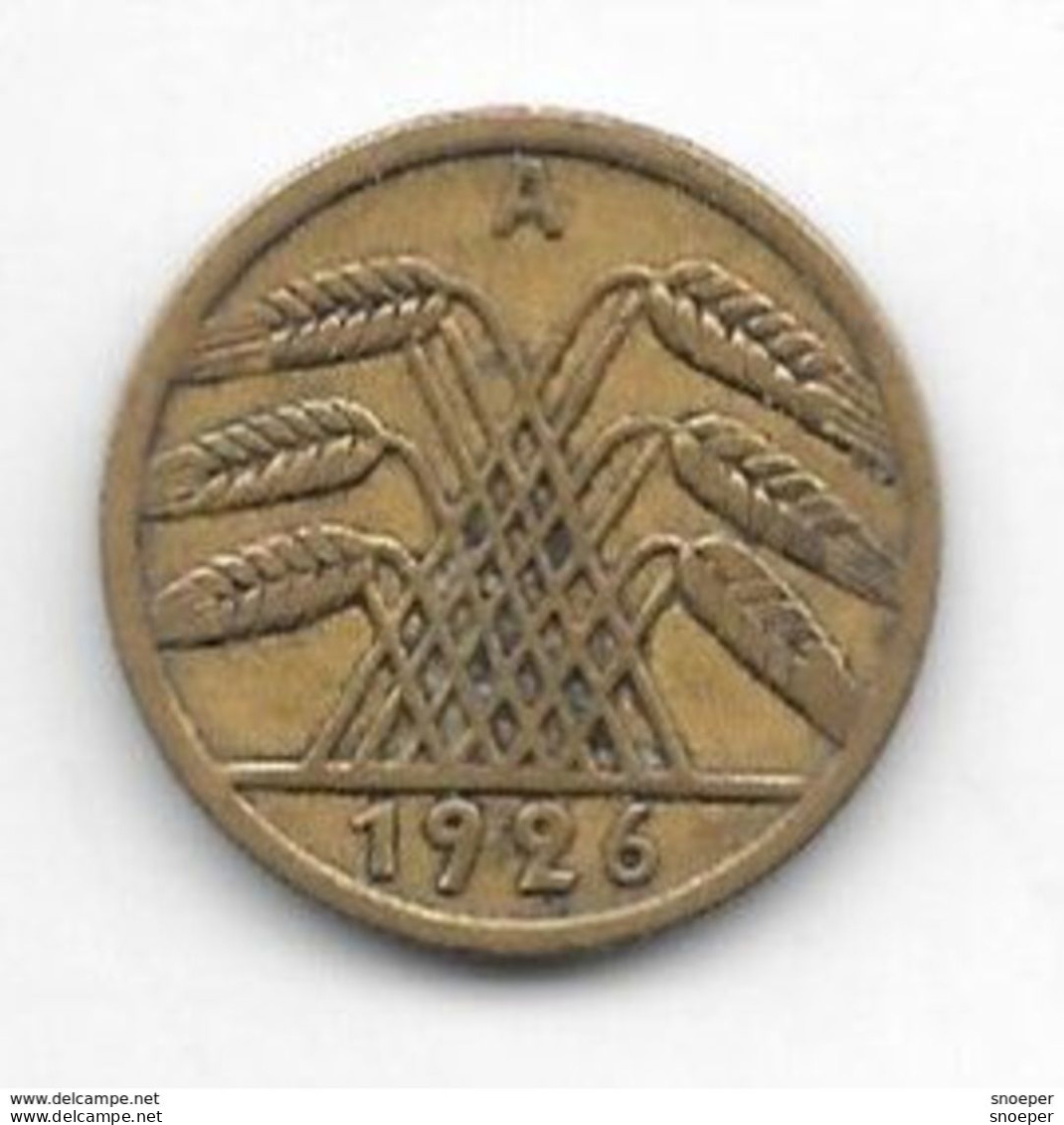 *Germany Weimar 5 Pfennig 1926 A Km 39  Vf+ - 5 Rentenpfennig & 5 Reichspfennig