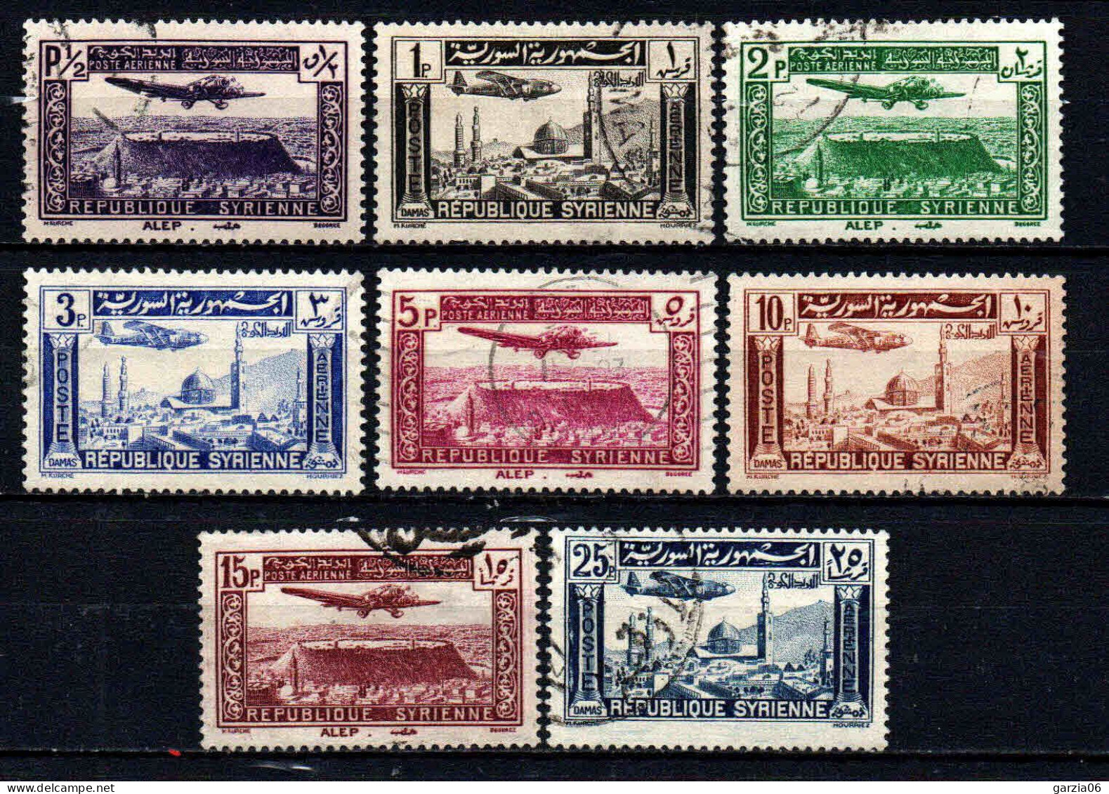 Syrie  - 1937  -  Villes  -  PA 78 à 85 -  Oblit - Used - Airmail