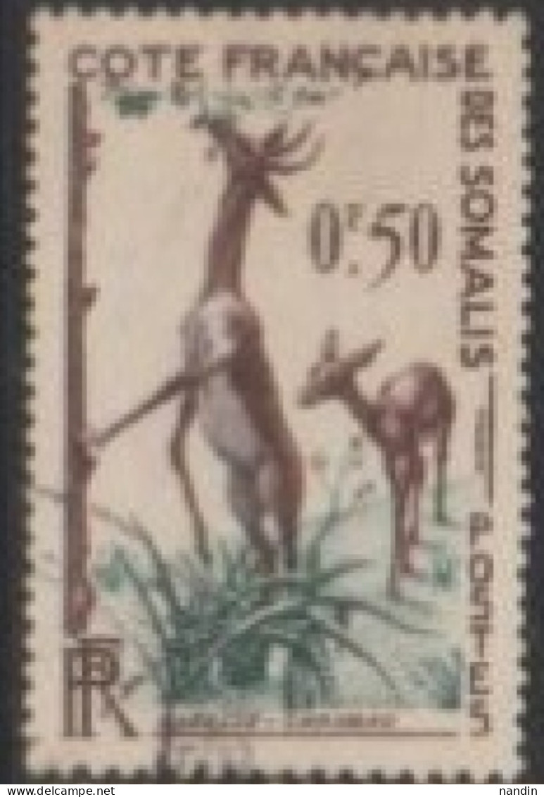 1958 FRENCH SOMALI COST STAMP USED On Wild Life/Litocranius Walleri /The Gerenuk Also Known As The Giraffe Gazelle - Giraffe