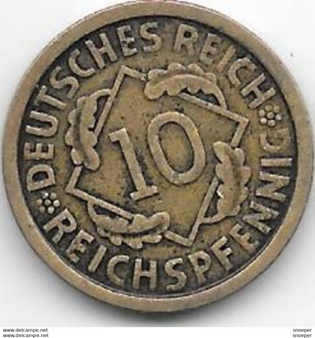 Weimar Rep 10   Pfenng 1924 A Km 40  Vf - 10 Rentenpfennig & 10 Reichspfennig