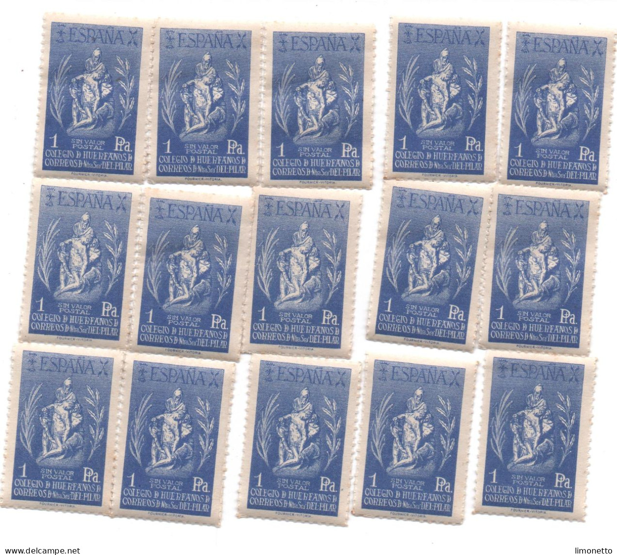 Espagne- Timbres De Bienfaisance - 1 Pta Bleu  - LOT Par 15 -  N++ - Charity