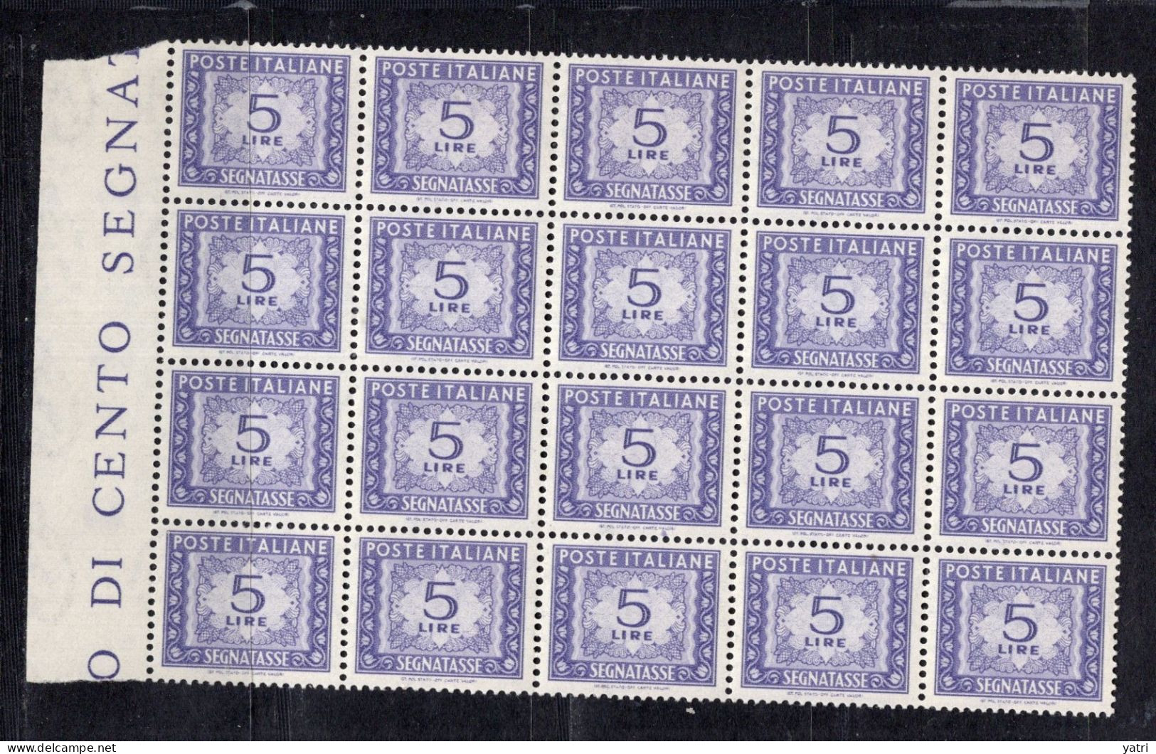 Italia (1947) - 5 Lire Segnatasse, Filigrana Ruota SA ** - Postage Due