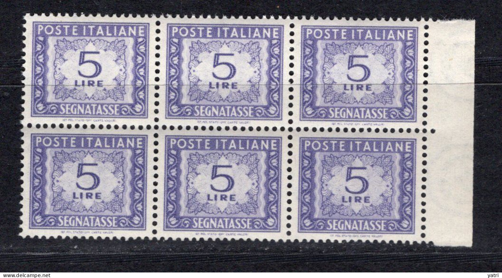 Italia (1947) - 5 Lire Segnatasse, Filigrana Ruota SA ** - Postage Due