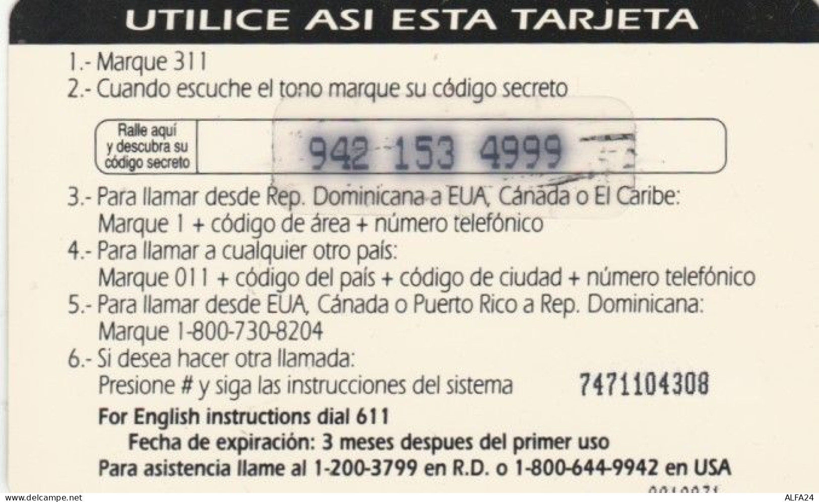 PREPAID PHONE CARD REPUBBLICA DOMINICANA (PY608 - Dominicana