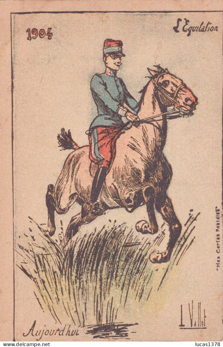 2 CARTES / ILLUSTRATEUR VALLET / L EQUITATION AUTREFOIS ET AUJOURD HUI - Vallet, L.