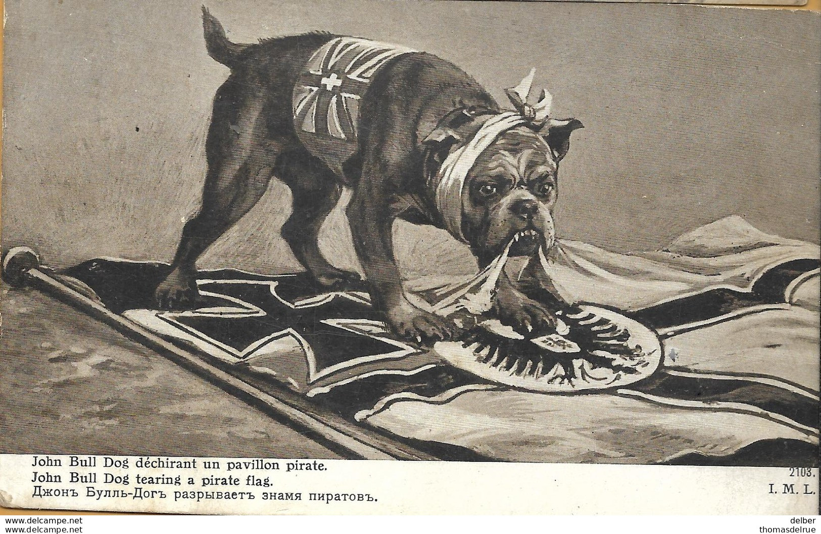 Op 411: S.M. : _ PMB _ BLP 31 VII __ > * LEYSELE * 2 VIII __ [1915]:sterstempel/pk:John Bull Dog Tearing A Pirate Flag - Not Occupied Zone