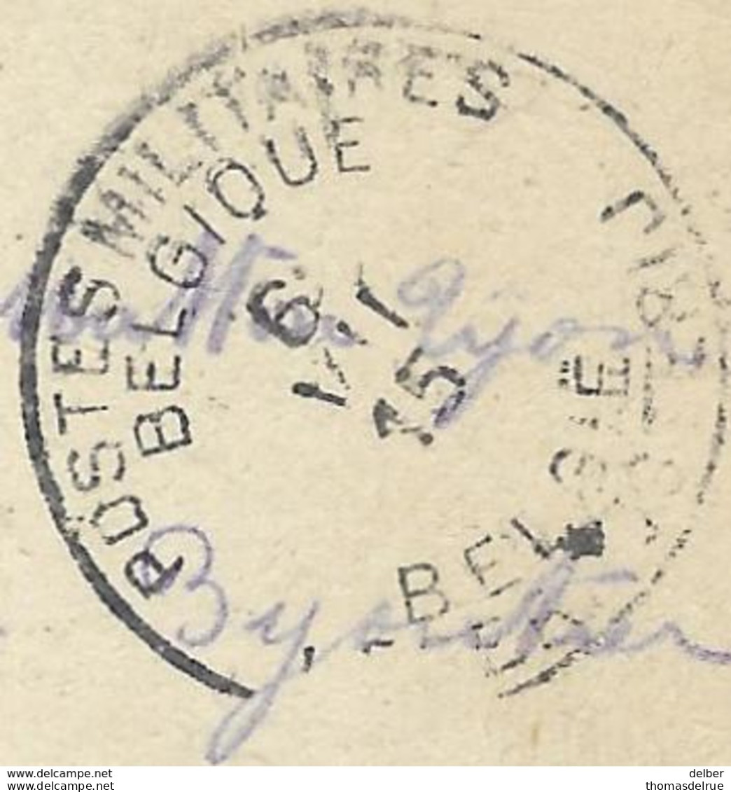 Op 410: S.M. : _ PMB _ BLP 6  VII 15 > * LEYSELE * 9 VII __ [1915]:sterstempel/pk:EN GUERRE -L'EXODE  L.V.C. - Zone Non Occupée