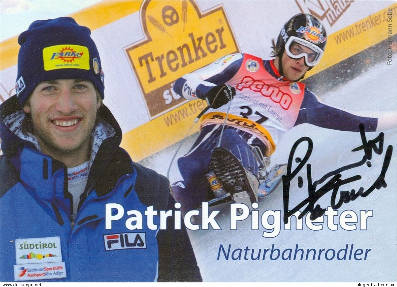 2) Autogramm AK Rodeln Naturbahn-Rennrodler Patrick Pigneter Völs Am Schlern Bozen Südtirol Weltmeister Alto Adige Luger - Wintersport