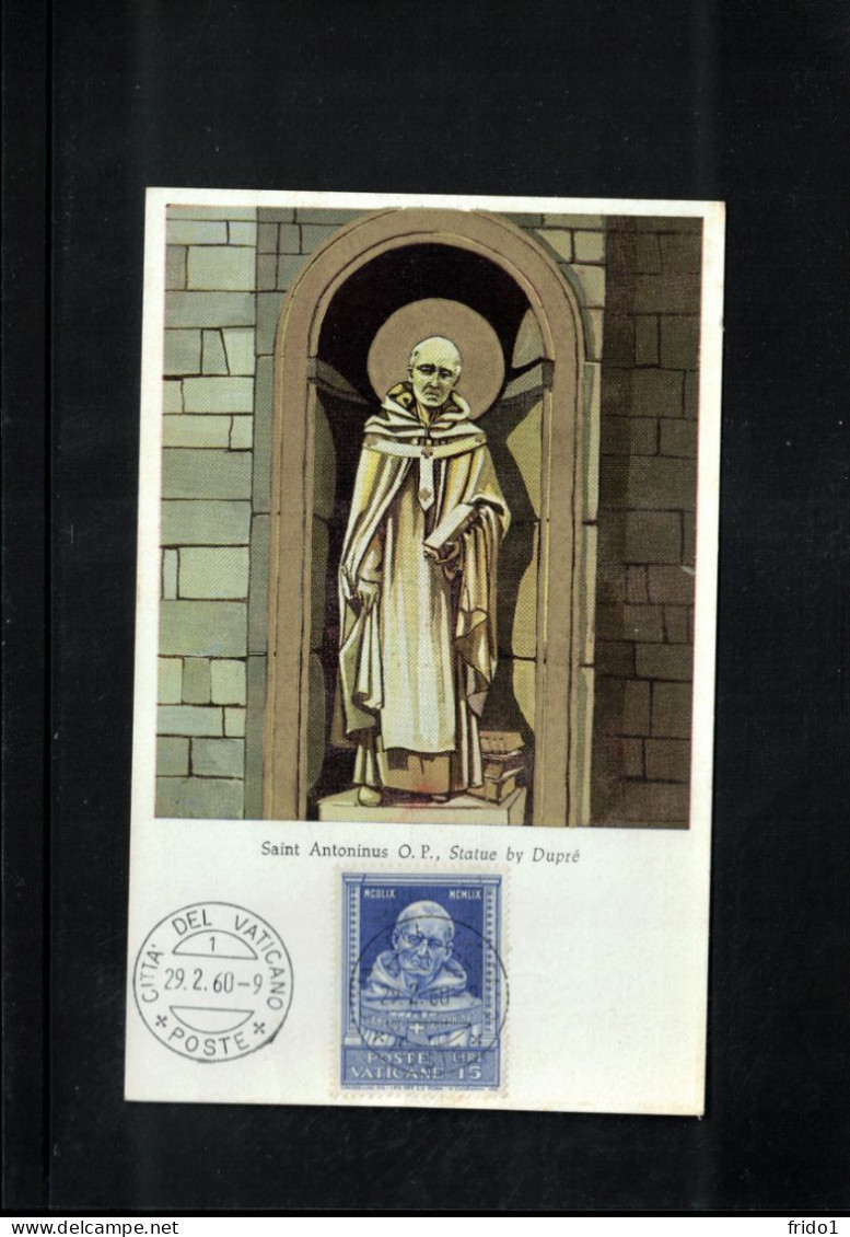 Vatican 1960 Saint Antonius - Statue By Dupre Carte Maximum - Cartes-Maximum (CM)