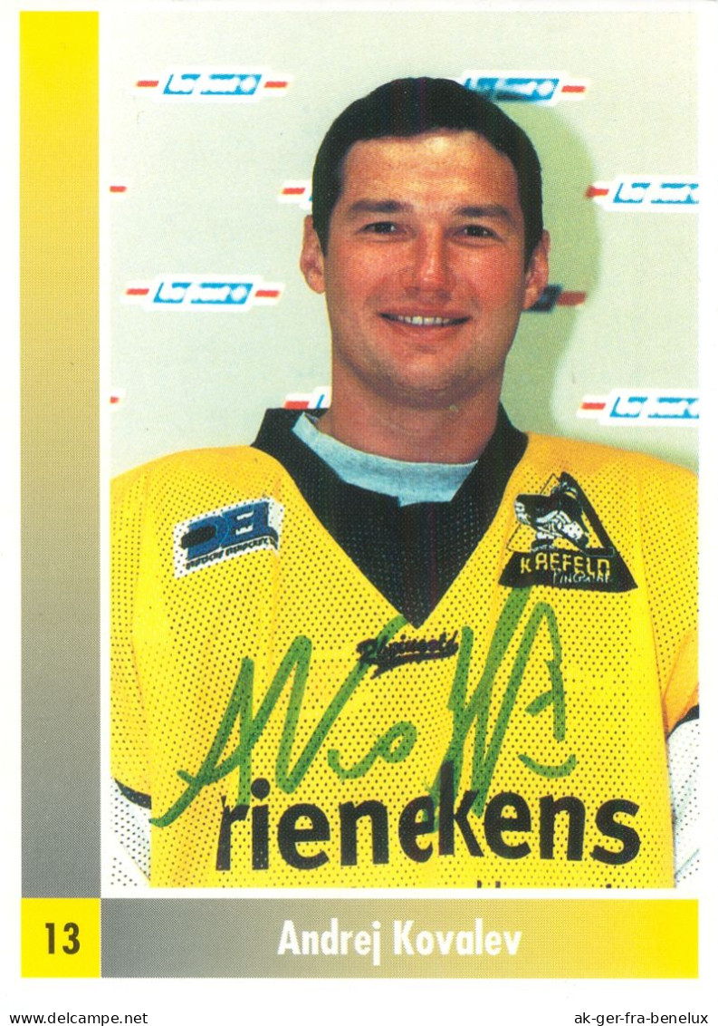 Aitogramm Eishockey AK Andrej Kawaljou Krefeld Pinguine 98-99 EV Kovalev SC Bern HC Davos Schwenningen Oberhausen Gdansk - Wintersport