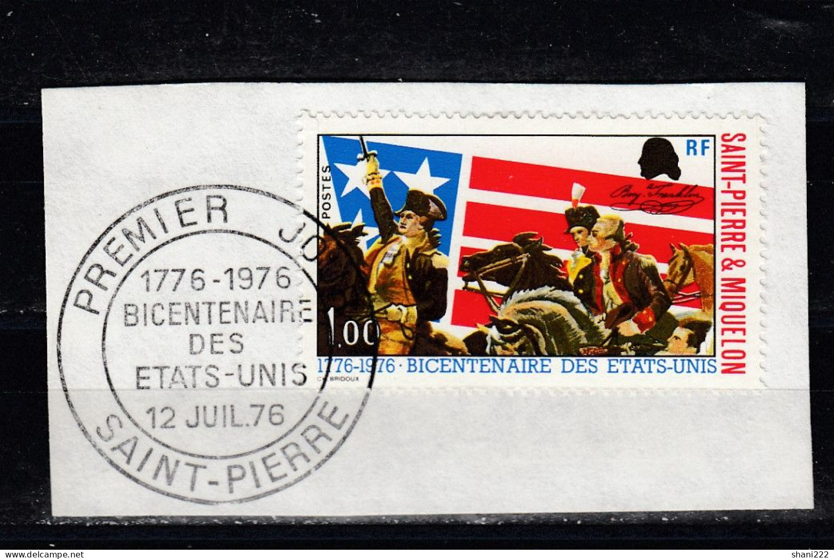 Saint Pierre & Miquelon -  1976 USA Independence - Stamp On Cut-out (e-263) - Usati