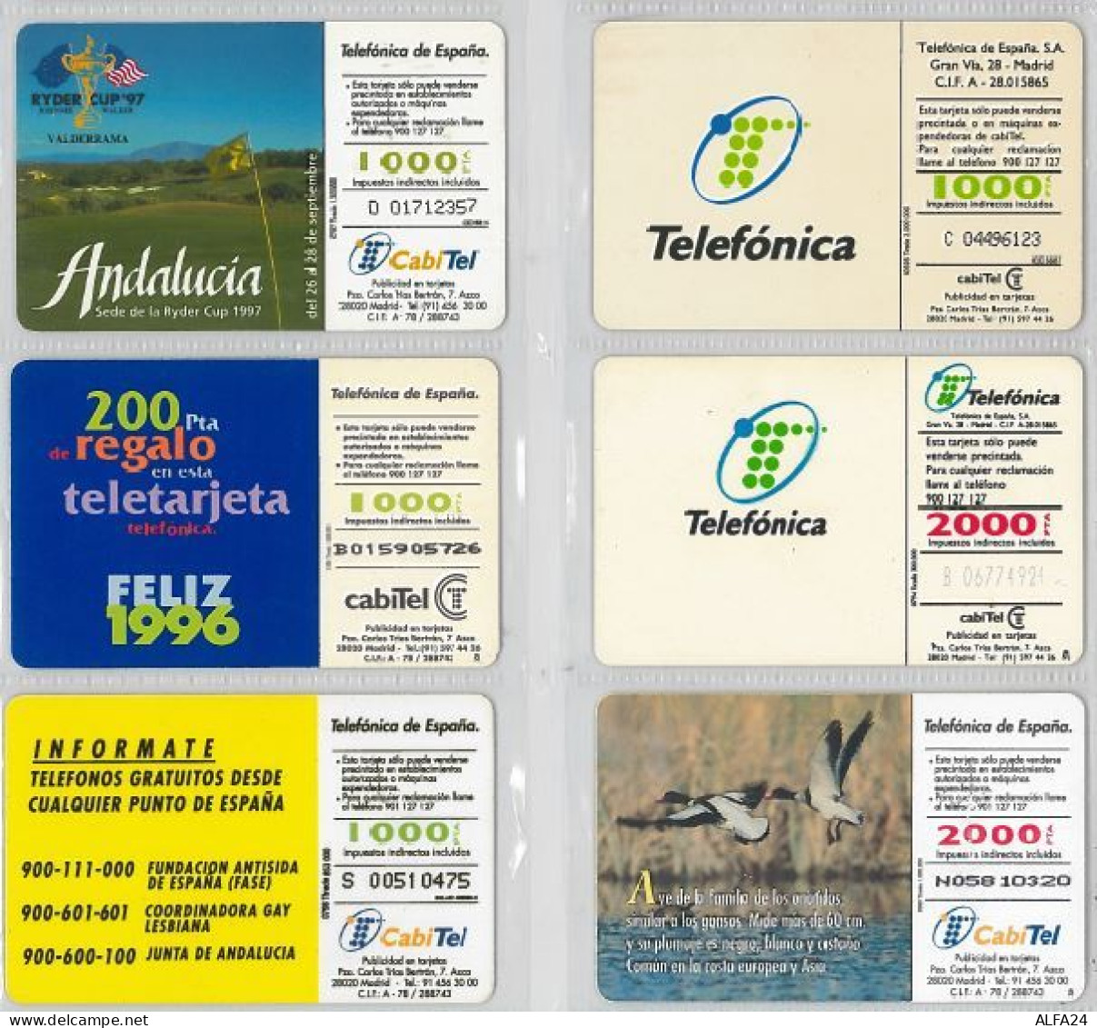LOT 6 PHONE CARDS SPAGNA (ES130 - Autres & Non Classés