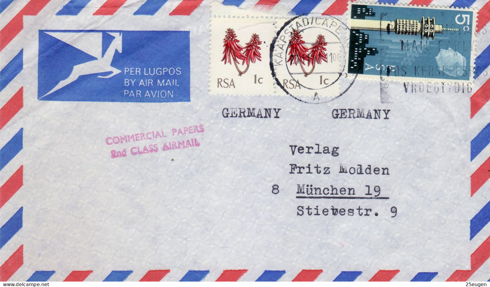 SOUTH AFRICA 1971  AIRMAIL LETTER SENT TO MUENCHEN - Briefe U. Dokumente