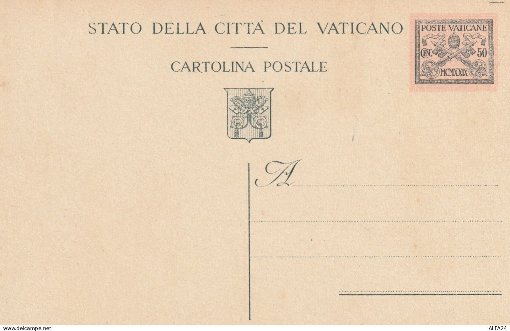 INTERO POSTALE NUOVO C.50 1930 VATICANO (ZP3818 - Postwaardestukken