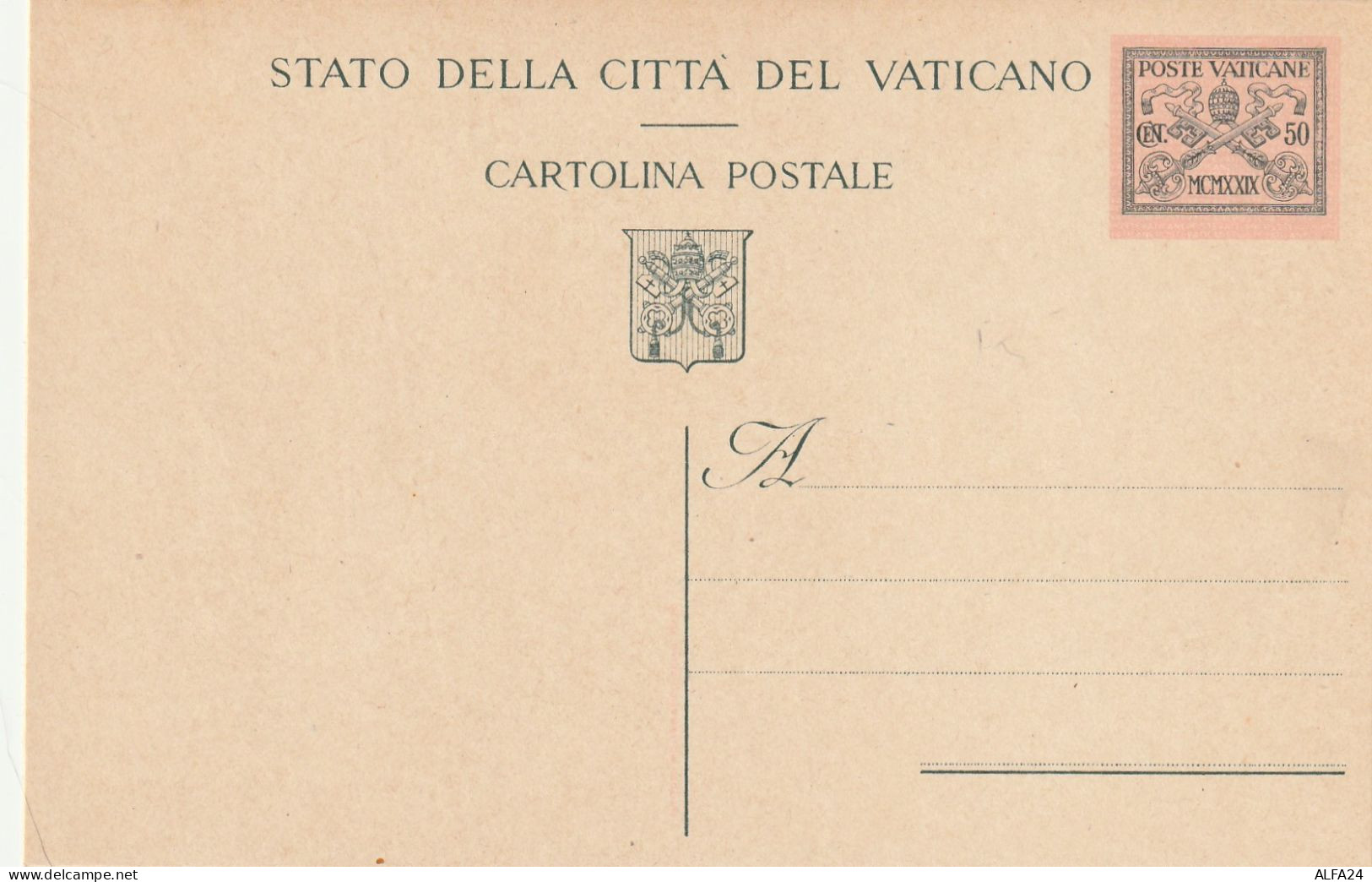 INTERO POSTALE NUOVO C.50 1930 VATICANO (ZP3817 - Ganzsachen