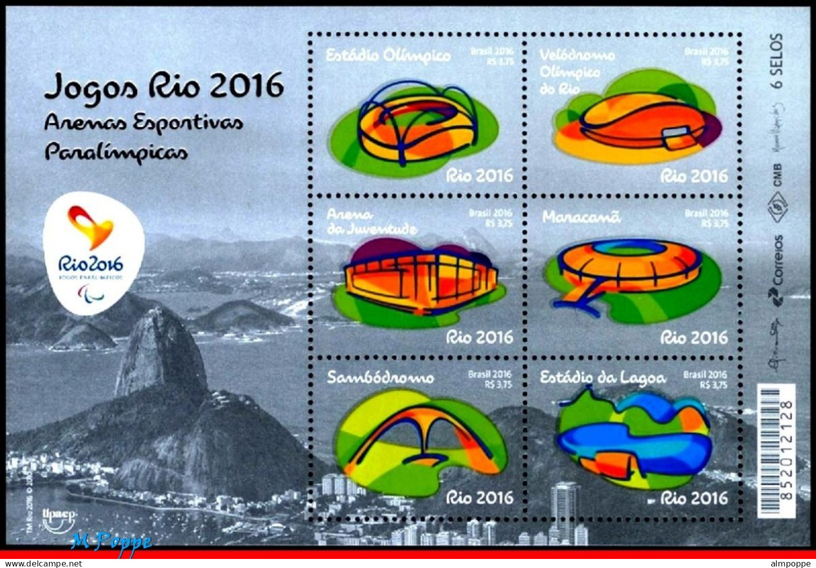 Ref. BR-V2016-13-3 BRAZIL 2016 - OLYMPIC PARALYMPIC GAMES,RIO 2016, ARENAS, UPAEP, MINI SHEETS MNH, SPORTS 12V - Sommer 2016: Rio De Janeiro