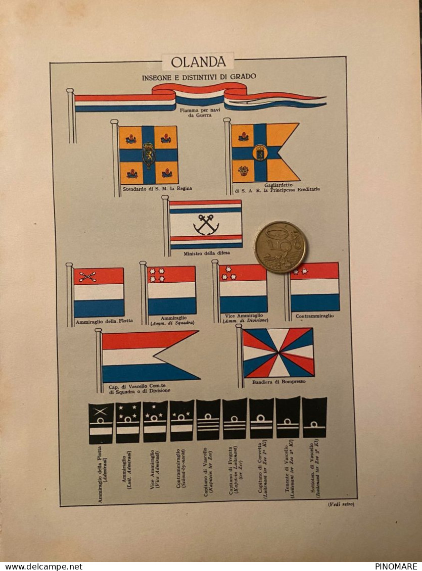 MARINA MILITARE INSEGNE E DISTINTIVI DI GRADO - OLANDA - 1937 - Material Und Zubehör