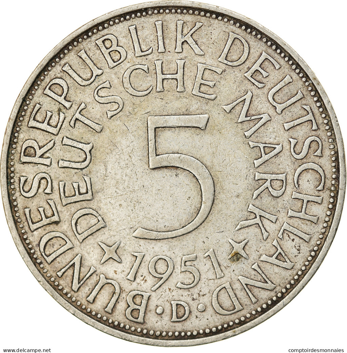 Monnaie, République Fédérale Allemande, 5 Mark, 1951, Munich, TTB, Argent - 5 Mark