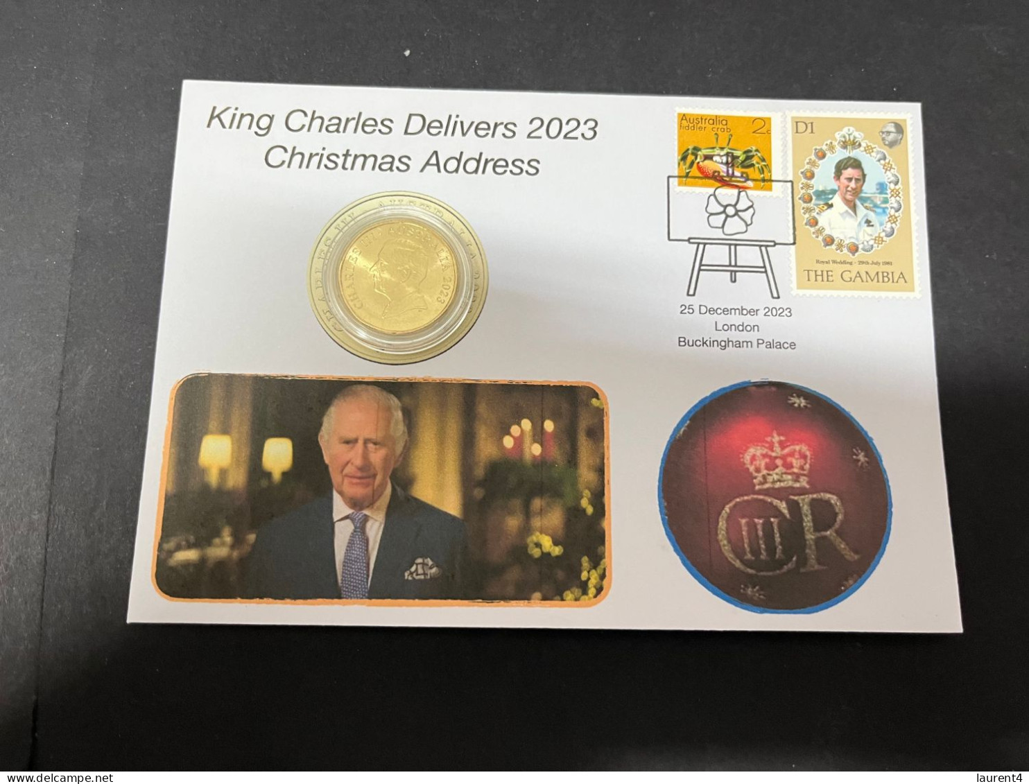 (25-12-2023) (2 W 69) King Charles III Delivers 2023 Christmas Address From Buckingham Palace (with Coin) - Dollar