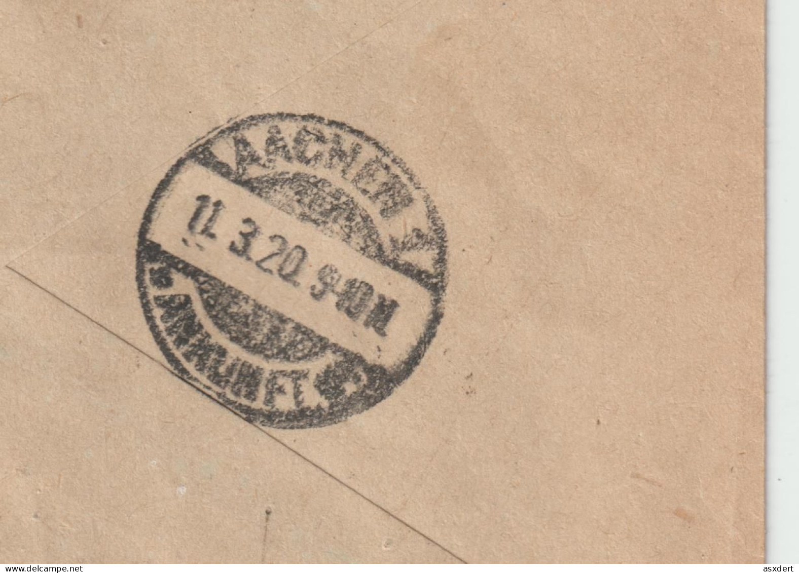 Eupen-Malmedy 1920 - Lettre Recommandé Timbres 5-10-15-20 Et 25 Centimes Vers Aachen - Allemagne - OC55/105 Eupen & Malmédy