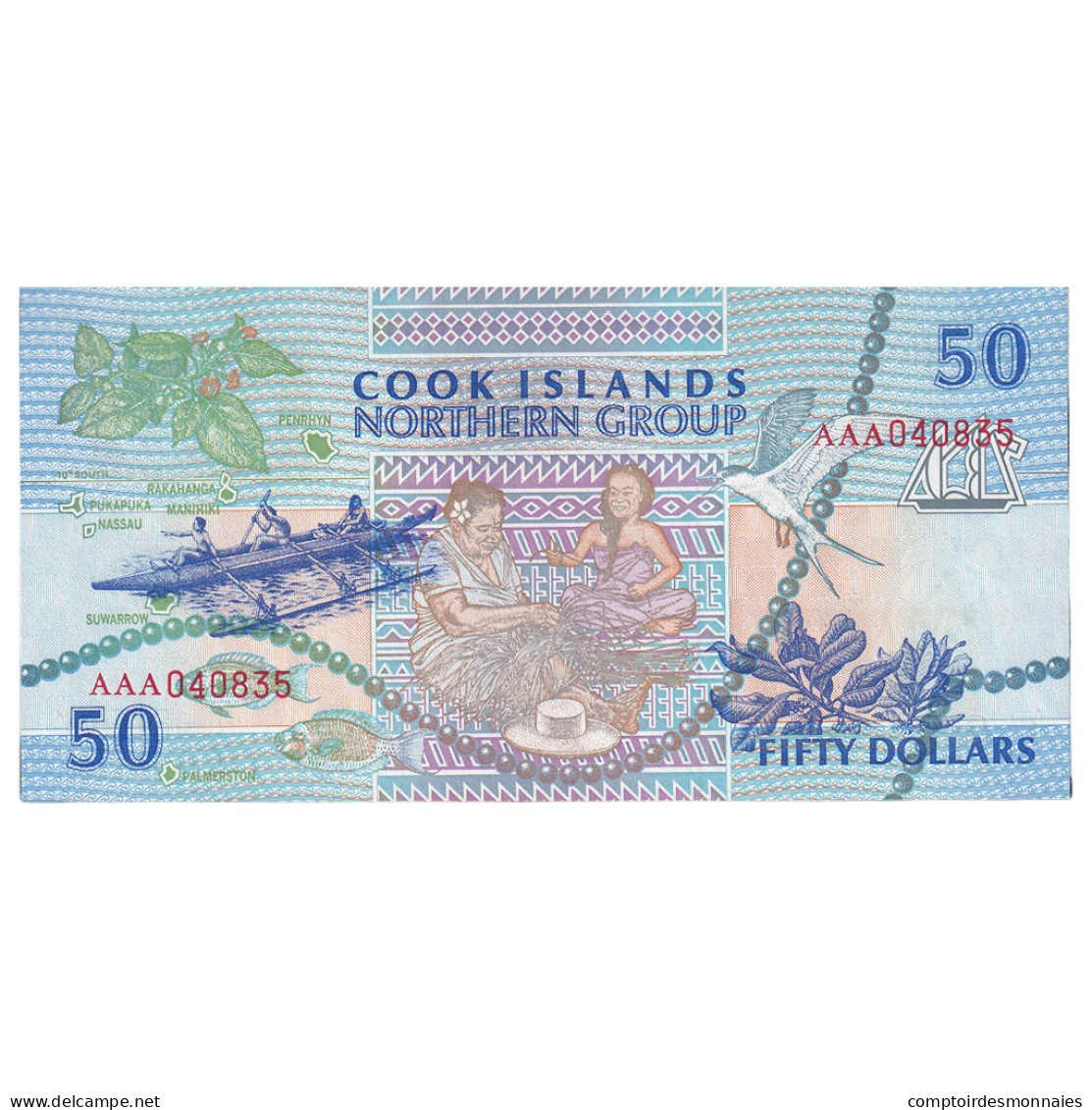 Billet, Îles Cook, 50 Dollars, 1992, Undated, KM:10a, NEUF