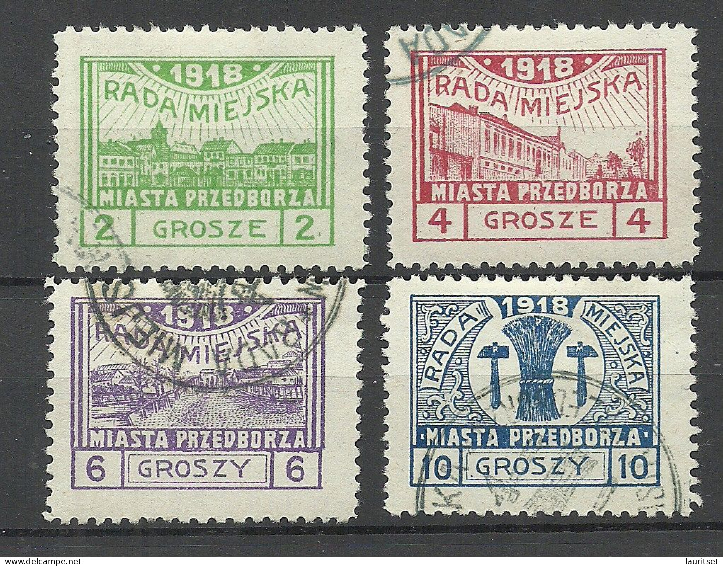 Poland Polen 1918 Przedborz Michel 7 - 10 A O Local Issue Lokalpost - Neufs