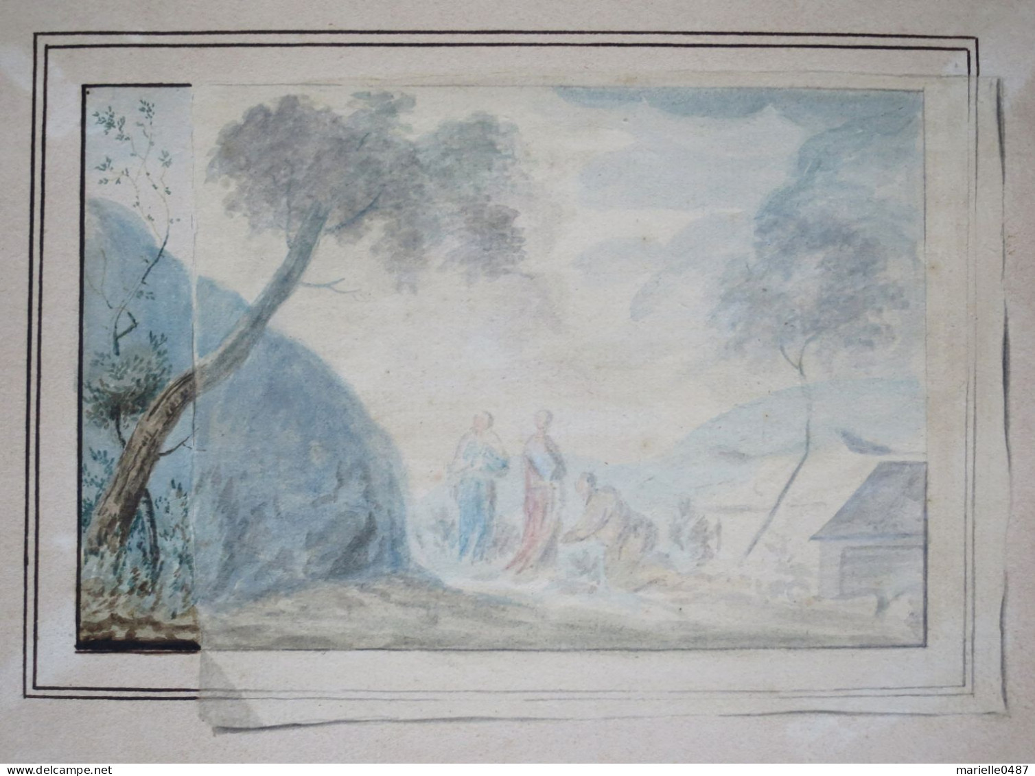 Trompe L'œil. Aquarelle Daté 1772 - Disegni