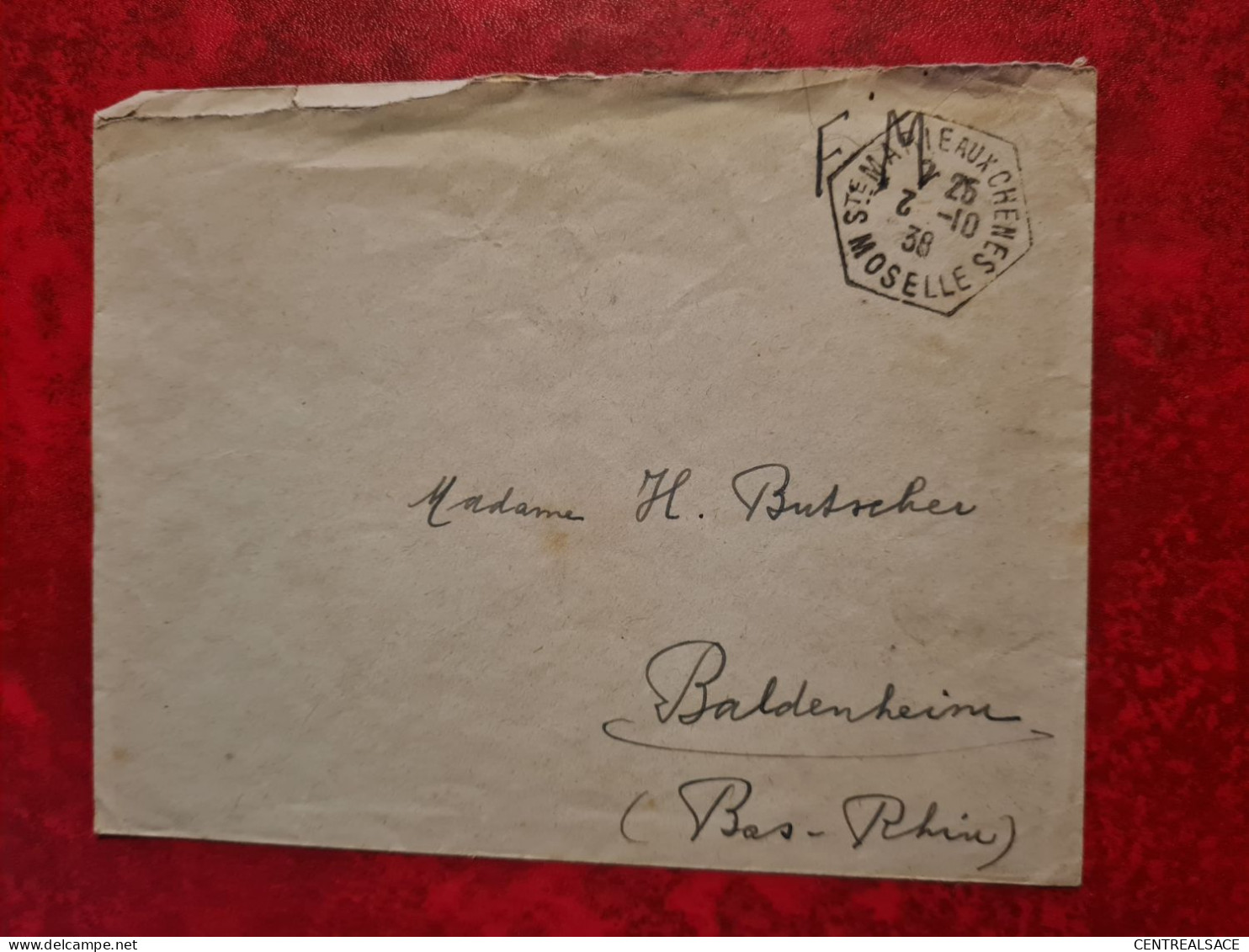 LETTRE 1938 FM CACHET SAINTE MARIE AUX CHENES MOSELLE - Andere & Zonder Classificatie