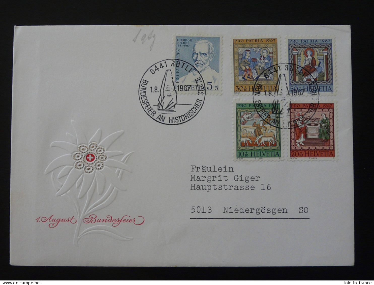 Série Pro Patria Sur Lettre Rutli Suisse 1967 - Storia Postale