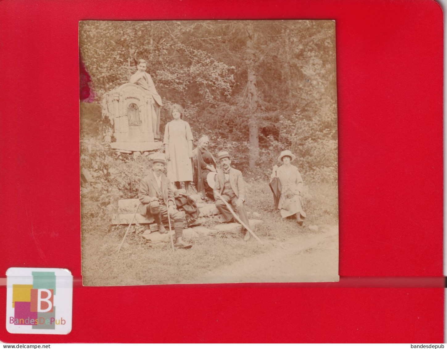 SUISSE Morgins Demi CPA Carte Photo Randonnée Famille Fontaine ?? Neil Mirimonde 1919 - Troistorrents