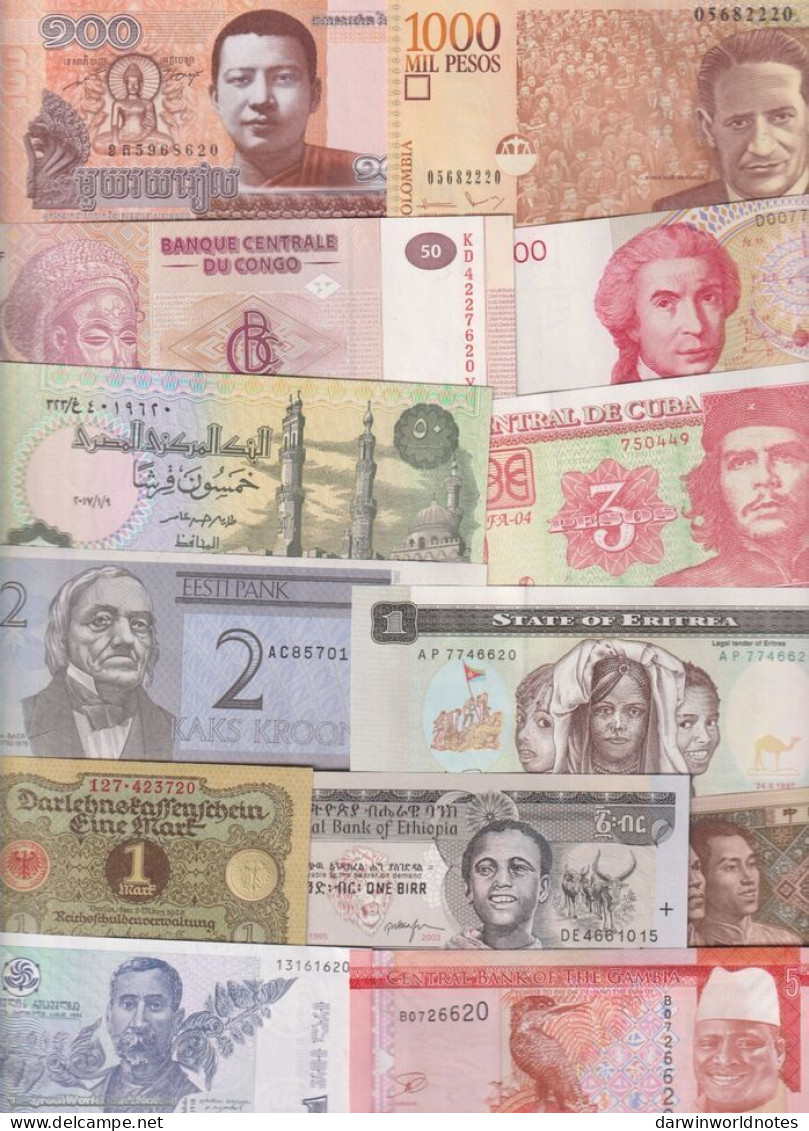 DWN - 100 World UNC Different Banknotes From 100 Different Countries - Colecciones Y Lotes