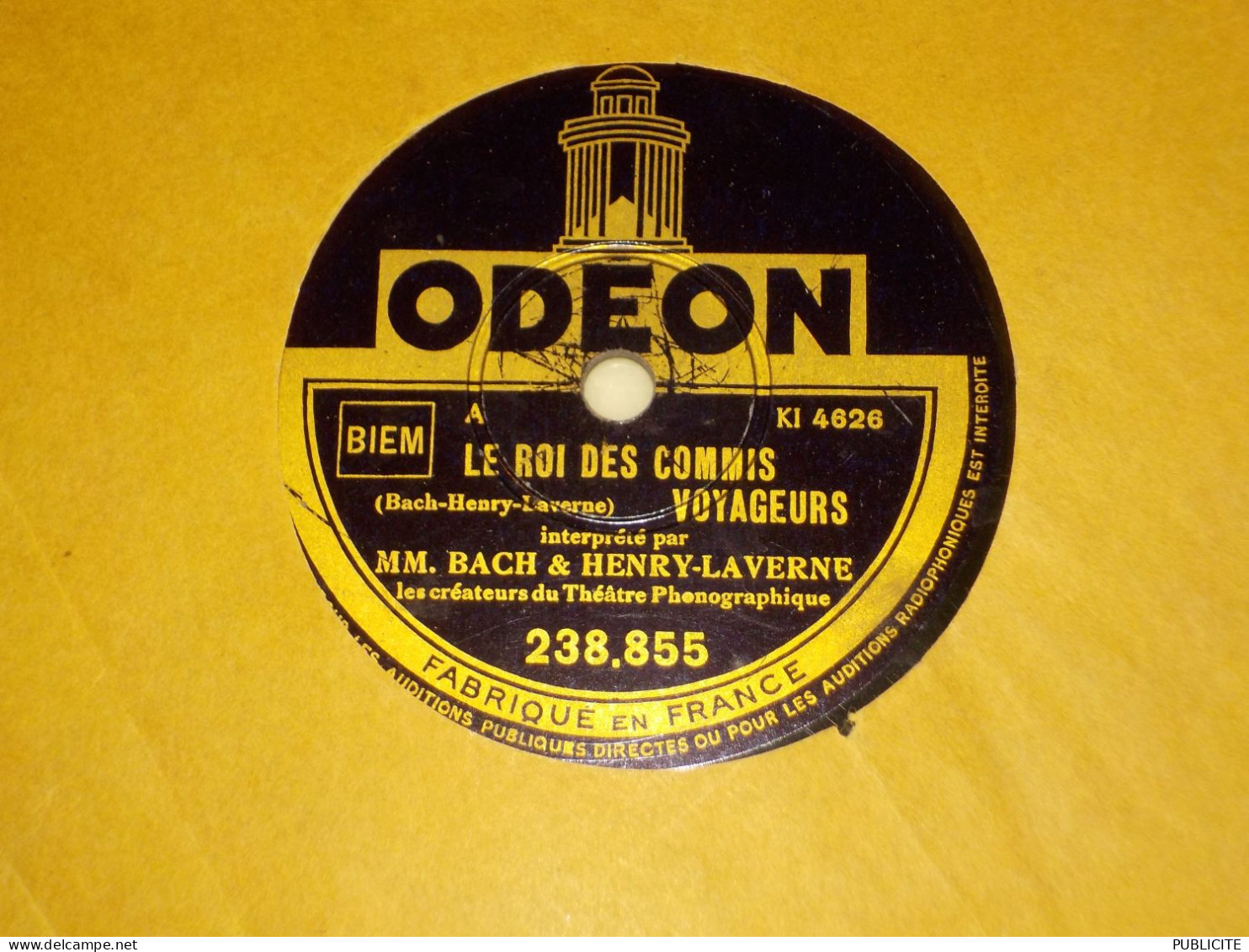 DISQUE 78 TOURS SCENE COMIQUE BACH ET HENRY LAVERNE  1933 - 78 Rpm - Gramophone Records