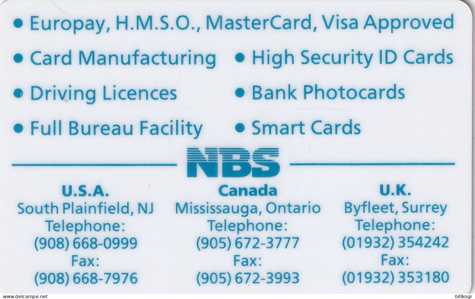 USA - Cartes 1995, NBS Demo Card - Chipkaarten